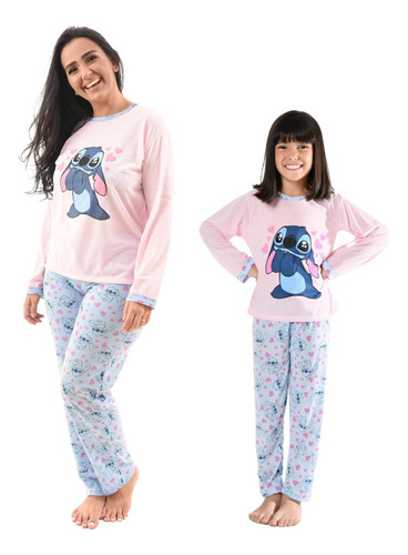 Kit 2 Pijamas De Frio Mãe E Filha Adulto Infantil Inverno