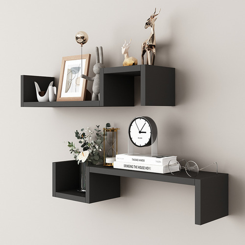 2* Estantería Flotante Minimalista Muebles Decoración Hogar Color Negro