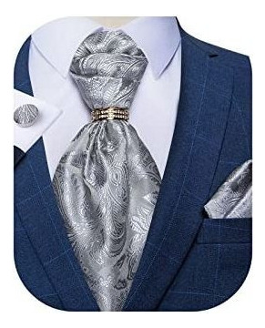 Dibangu - Corbata Para Hombre, Color Gris Paisley Ascot, Cor