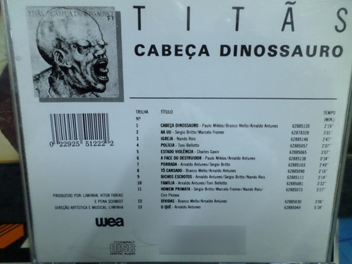 Cd - Titãs - Cabeça Dinossauro (Usado)