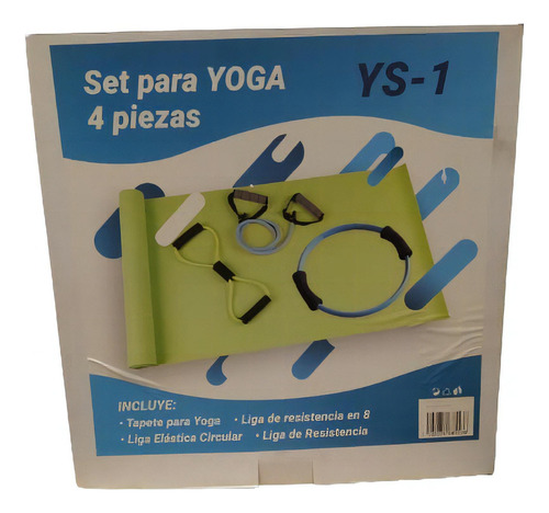 Set De Ligas Y Tapete Para Yoga Pilates Color Azul
