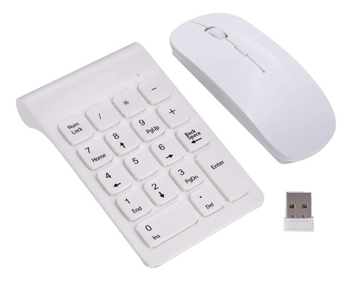 Mini Teclado Numérico Inalámbrico De 18 Teclas, 2,4 G, Blanc