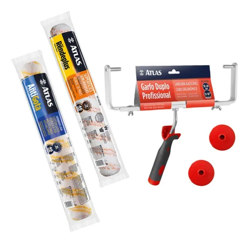 Kit Com 2 Rolos Para Pintura De 46cm + 1 Garfo Duplo - Atlas Menor preço em Kit Com 2 Rolos Para Pintura De 46cm + 1 Garfo Duplo - Atlas