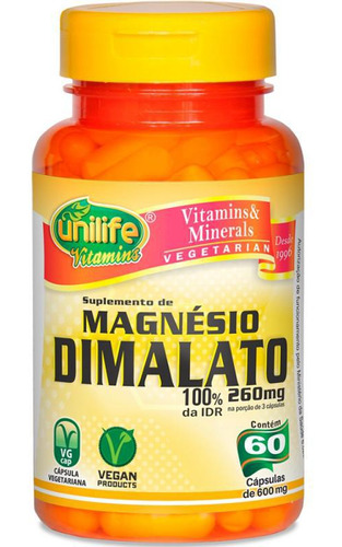 Magnésio Dimalato 60 Cápsulas De 800mg