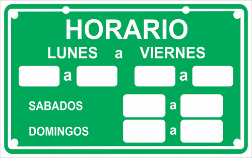 Cartel Horario Con Tanza Sopapa Y Numeros Para Pegar