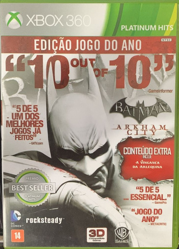 Batman Arkham City / Jogo Xbox 360 / Semi-novo / Game X-box