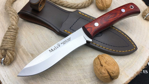 Cuchillo De Caza Muela® Comf-11r Cachas De Madera Rosewood Color Marrón
