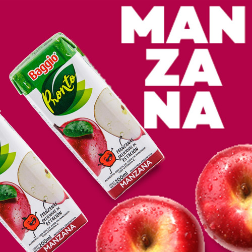 Imagen 3 de 8 de Jugo Baggio Pronto Manzana Libre Gluten Sin Tacc - Pack X18