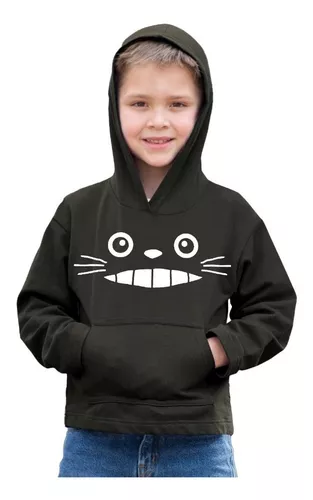 Sudadera Negra Infantil Estampada De Rostro De Totoro