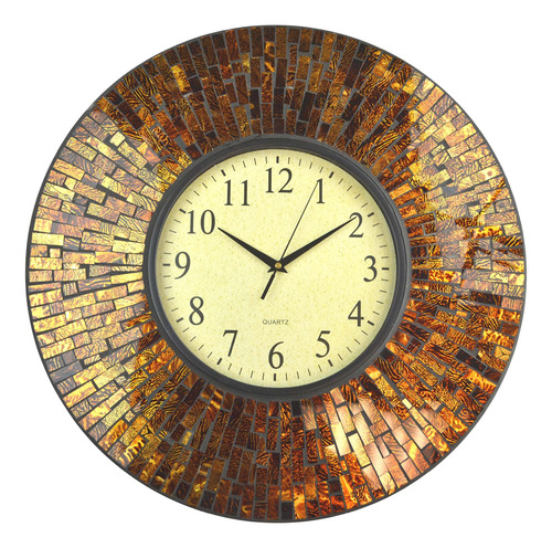 Lulu Decor, Reloj De Pared De Mosaico Ámbar Báltico, Redondo