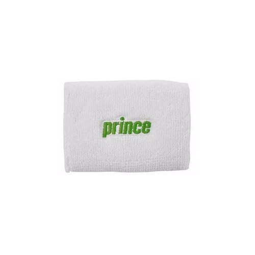 Muñequera Prince 10cm Blanca Logo Verde X2