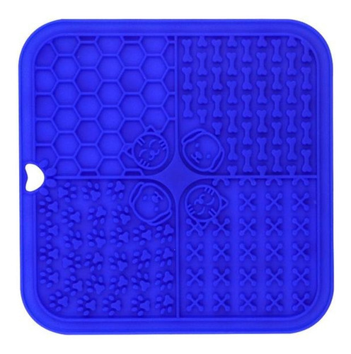 Tapete De Lamber Para Cães Gatos Com Ventosa Pet - Luatek Cor Azul