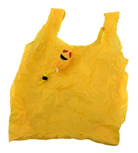 Imagen 2 de 9 de Pack X5 Bolsa Emoji Plegable Reutilizable Tela Impermeable