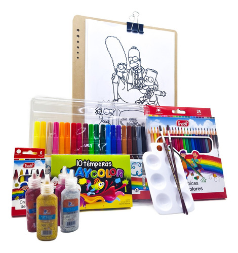 Kit Arte Niños Set Infantil+ Dibu. Para Pintar Simpson