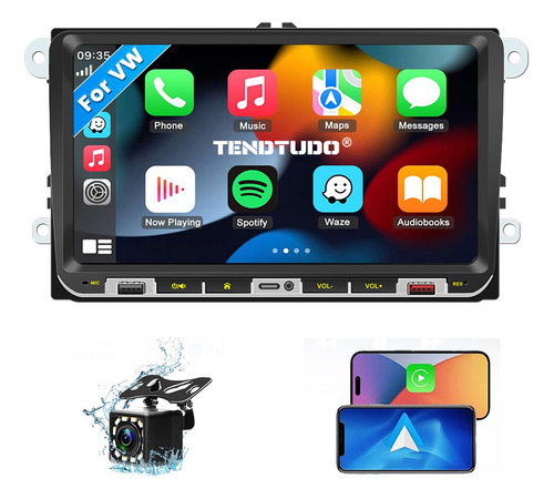 Autoestéreo pantalla táctil para Volkswagen 9 pulgadas Gps Wifi carplay Mirrowlink Bluetooth estéreo pantalla Tendtudo Rapido TR9689 color negro