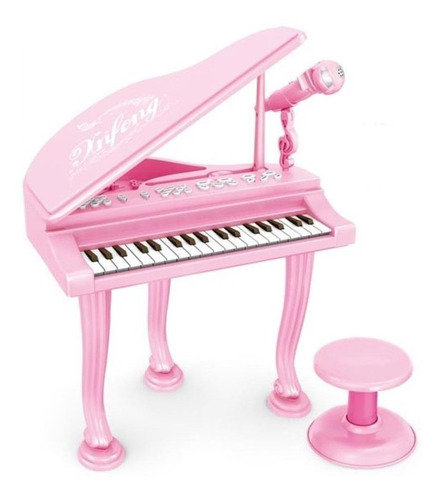 Piano Infantil Completo Estilo Profissional Microfone Banco