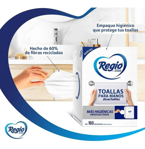 Toallas Para Manos Regio Desechables 160 Hojas