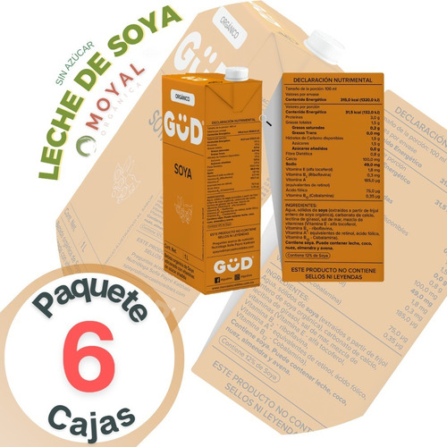 Leche De Soya Orgánica Sin Azúcar Güd Paquete 6 Litros