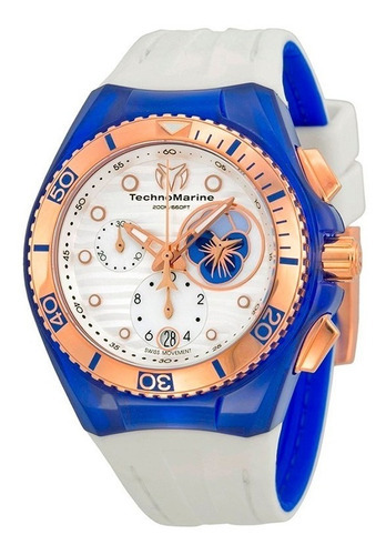 Reloj Technomarine Cruise Beach 114005 Color De La Correa Blanco Color Del Bisel Dorado Color Del Fondo Blanco