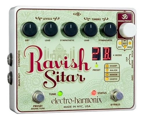 Pedal Electro Harmonix Ravish Sitar Para Guitarra Color Verde agua