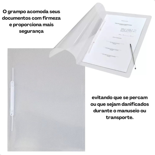 Kit 10 Pastas Com Grampo Acp Cristal Plástica Transparente