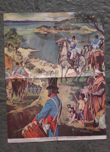 Poster Antiguo * La Creacion Bandera * Coleccion Billiken
