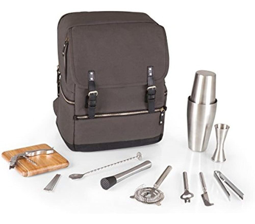 Picnic Time Bar Backpack 16 Piezas Portable Cocktail Set Gre