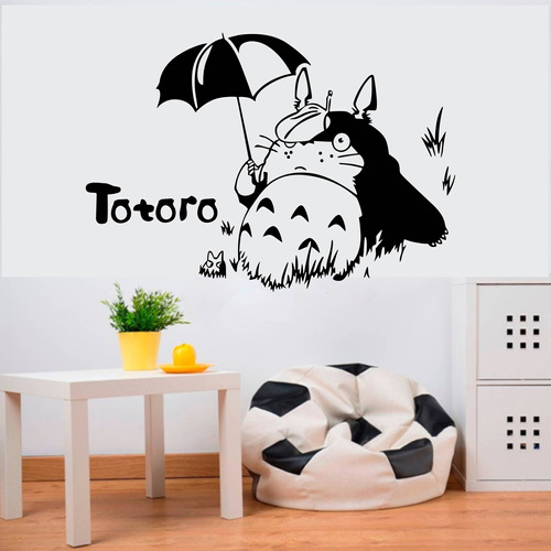 Vinilo Decorativo Para Pared - Ghibli - Totoro Paraguas