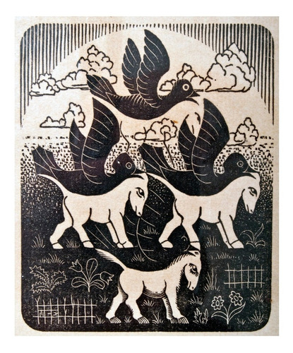 Lamina Fine Art Caballos Y Pajaros Escher 30x40  Myc