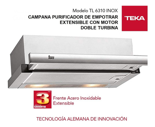 Campana Purificador Teka Tl6310  Extensible Inoxidable 60cm