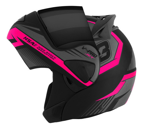 Capacete Escamoteável Pro Tork V-pro Jet 3 Viseira Fumê Cor Rosa Tamanho do capacete 58