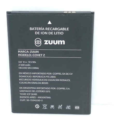 Zuum Covet Z Pila Bateria Original 