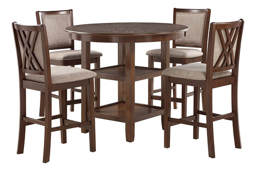 Juego De Mesa De Comedor De 5 Piezas Color Marrón Cereza