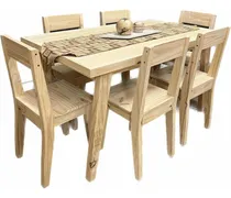 Comprar Mesa Comedor Madera Pino Retro Vintage 120x80+6 Sillas