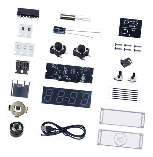 Kit De Relógio Digital Diy Smart 0603rgb Beads Diy Com Capa