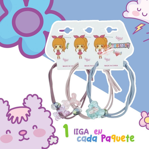 Set 6 Ligas Para Cabello Elastica Accesorio Cute T-625 T-623