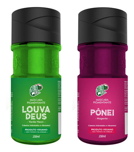  Kit Máscara Pigmentante Louva Deus + Pônei 150ml Kamaleão Tom Magenta + Verde Neon