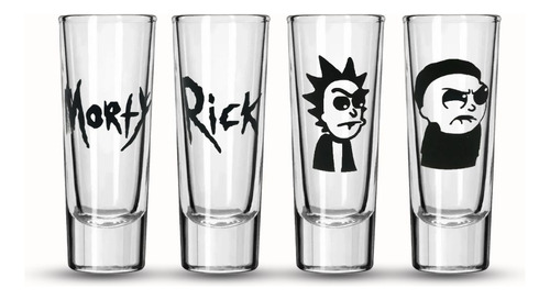 Juego De 4 Shot Rick Y Morty Oh My Glass