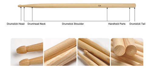 2 Pares De Baquetas Para Hickory De Roble Punta 5a 7a