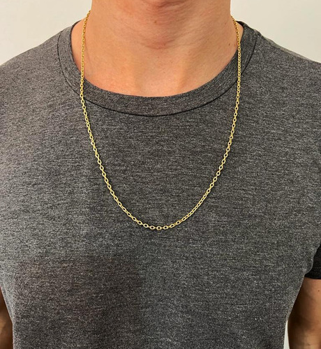 Corrente Cordão Cadeado 15 Gramas 2,5mm 70cm Ouro 18k Maciça