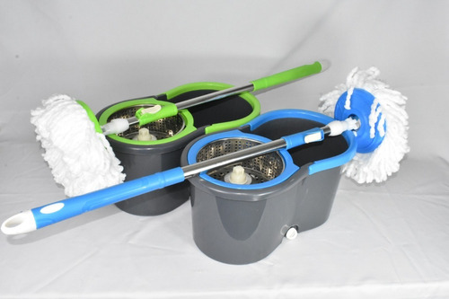 Mopa Balde Giratorio 360-centrifugador De Acero + 2 Paños