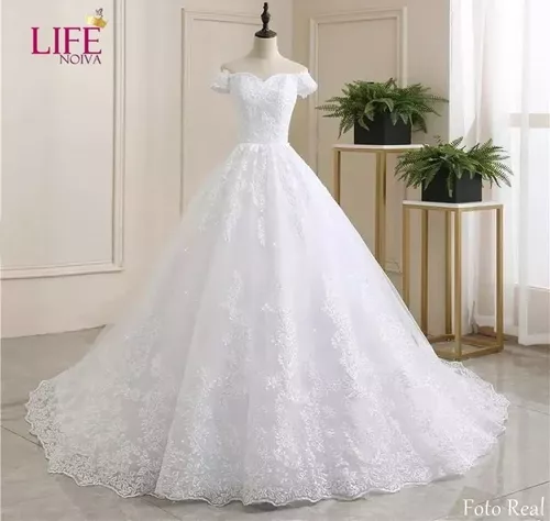 Vestido Noiva Princesa Com Véu Longo Casamento Lindo 'e150