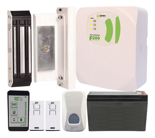 Fech Eletroimã Ipec Porta Vidro Controle Wi-fi Botão Sem Fio Cor Branco