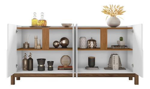 Buffet Aparador 4 Portas 170cm 050518 Branco Cedro Dcasa