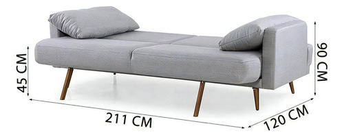 Sofá-cama 4 Lugares Herval Click, Linho Cinza Desenho Do Tecido Liso