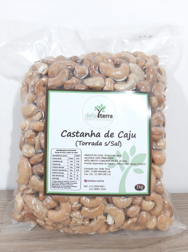 Castanha De Caju W1 Torrada Sem Sal 1 Kg Della Terra