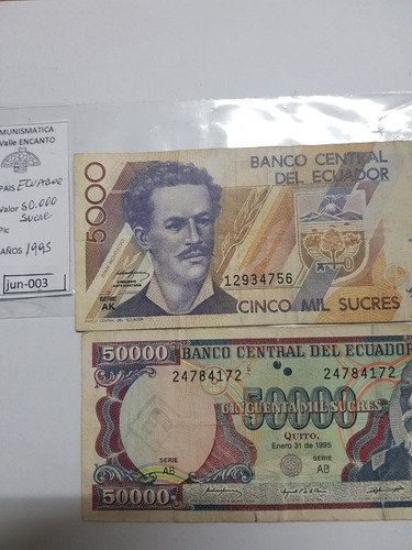 Billetes Ecuador 5000 Sucre   1995 50000