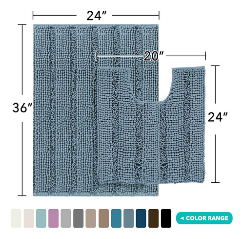 Juego De Alfombras De Baño De Chenilla Turquesa Superabsorbe