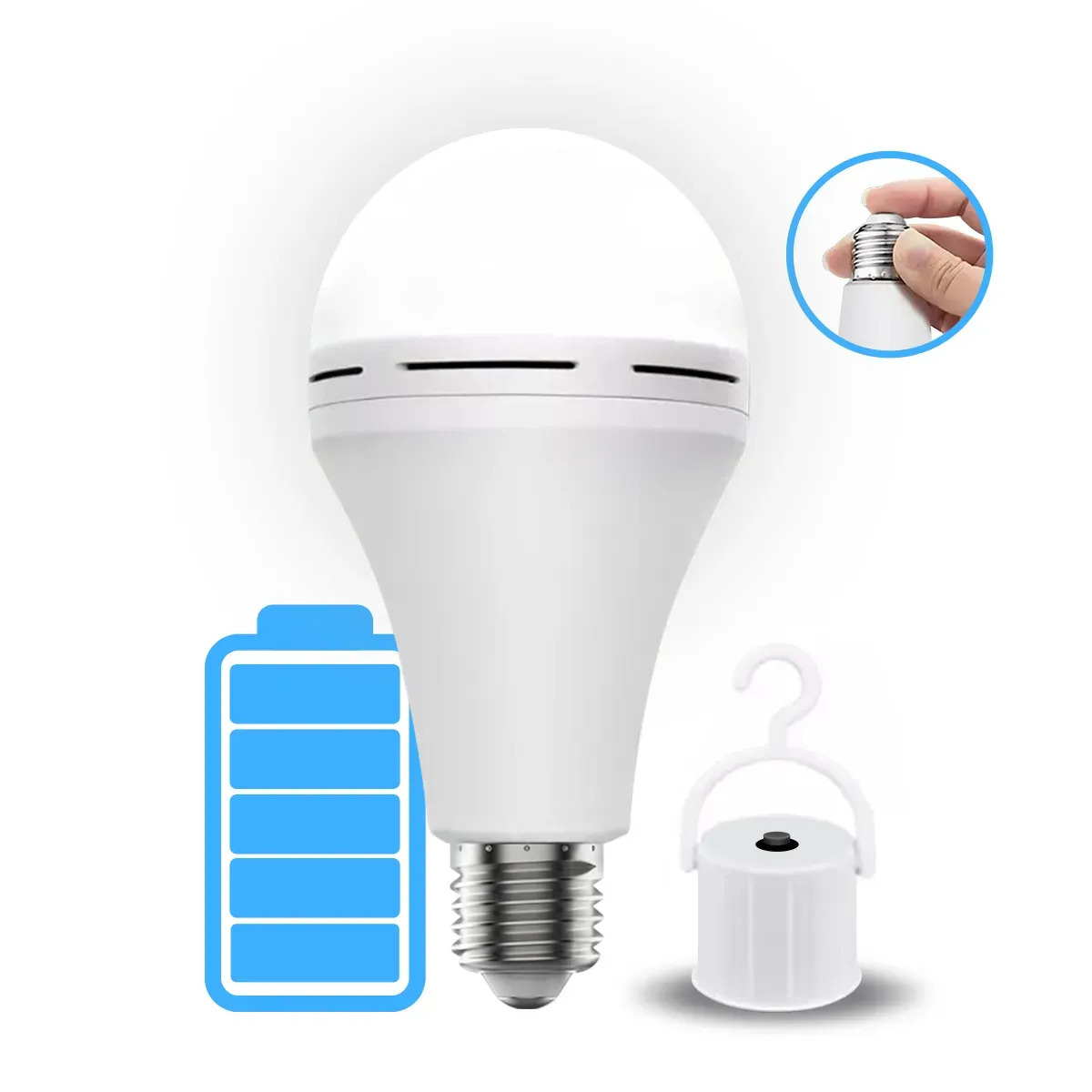 Lámpara De Emergencia Portatil Focos Recargables Led 9w E26/e27 Vanance Led Bulbo Bombilla De Emergencia Recargable Luz Blanca