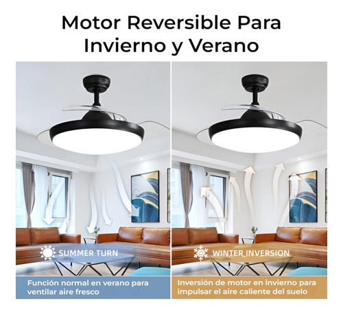 Ventilador de techo Alphaled Nébula turbo con 3 palas de ABS color transparente estructura color negro, 1.067m de diámetro 50/60 127V